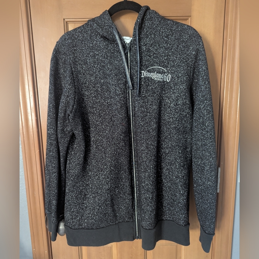 Disneyland Resort 60th Women's Black and Gray Zip-up Hoodie
